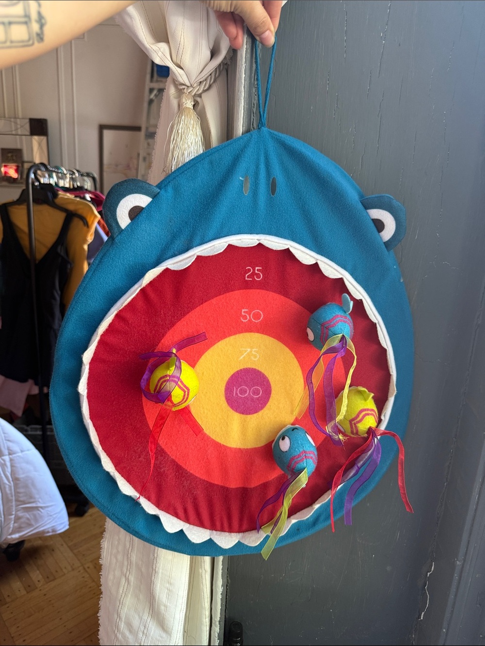 Shark Ring Toss Target Game - Teal & Red